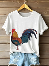 Coq Pattern Patchwork Art T-Shirt des femmes